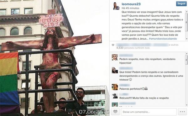 Lo Moura fica indignado com imagem em Parada Gay: 