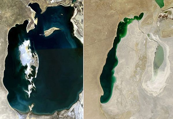 Imagens de satlite mostram reduo do volume do Mar de Aral em 5 anos