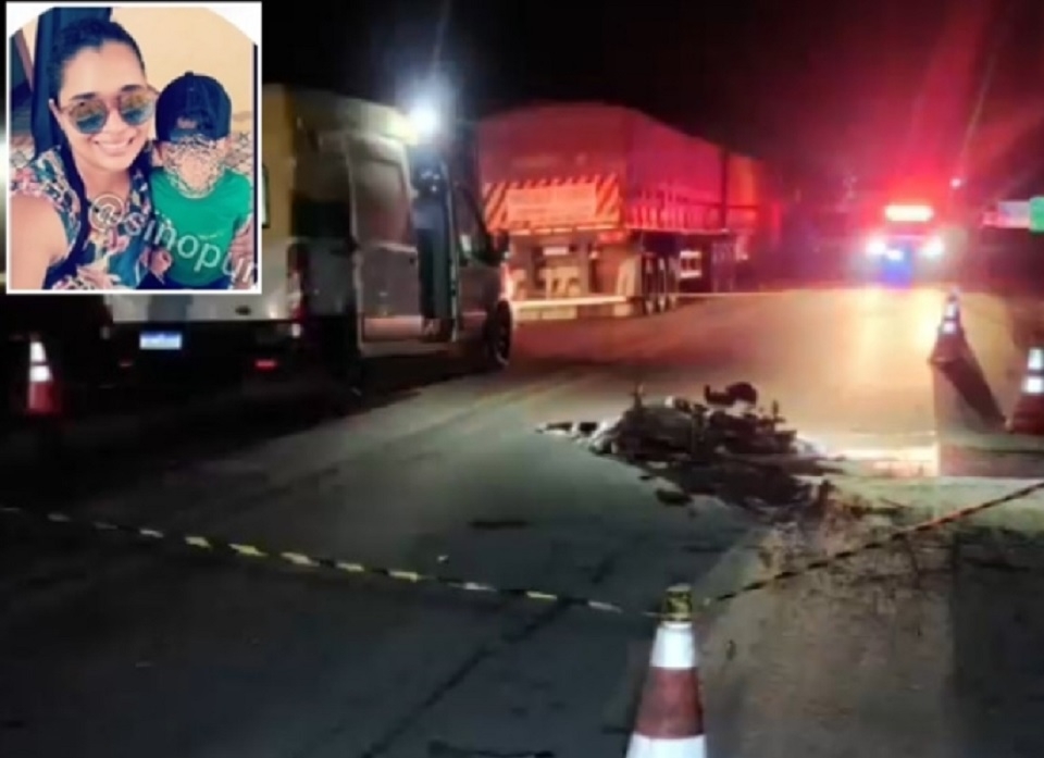 Motociclista morre carbonizada aps colidir em caminho na BR-163; veja vdeo