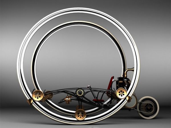 Russo cria conceito de moto movida a vapor com rodas gigantes