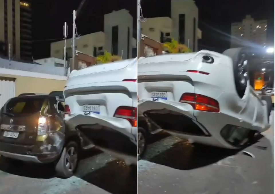 Embriagado, homem capota BMW na Praa Popular e recebe voz de priso por desacato; vdeo