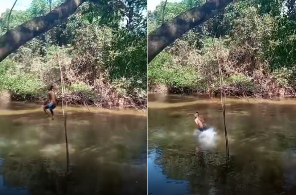 Jovem pula de rvore em rio e morre; amigos filmaram acrobacia