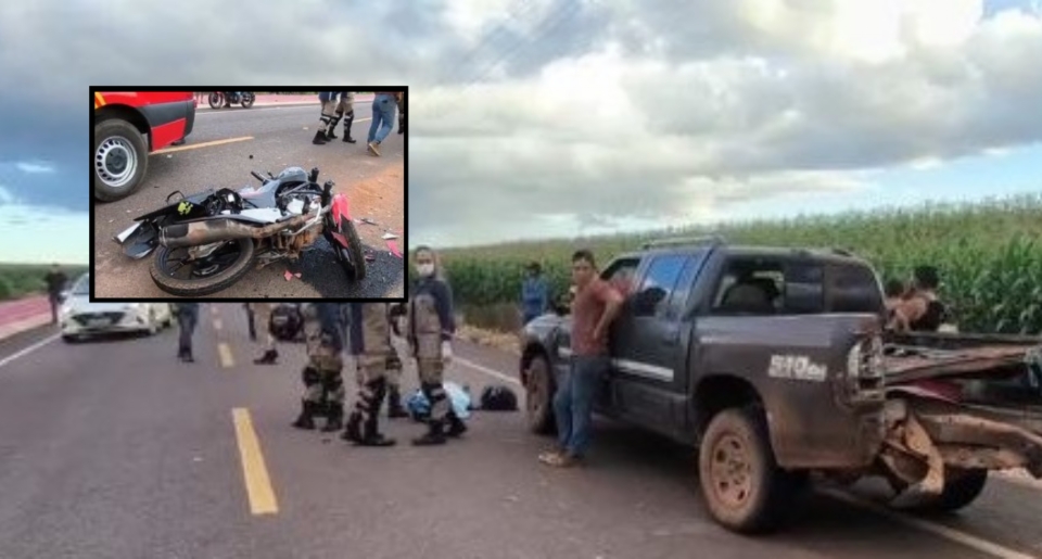 Piloto morre aps bater motocicleta na traseira de caminhonete S10; vtima foi arremessada