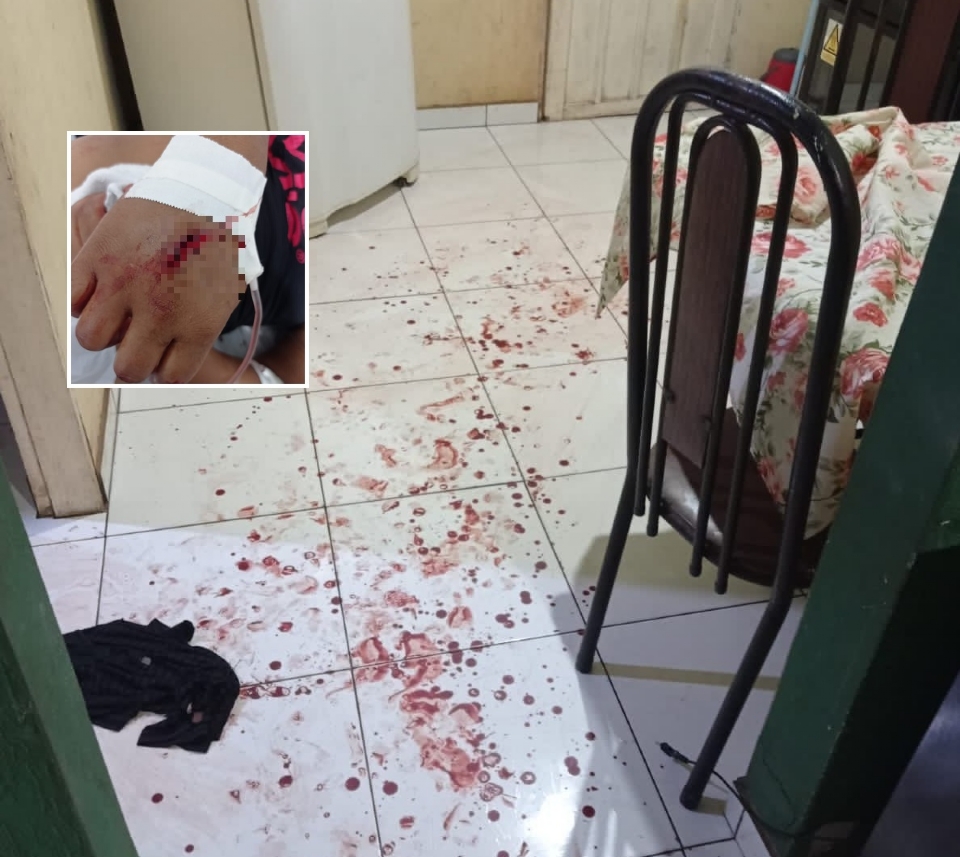 Homem tenta matar esposa com faca e mantm filha de nove meses refm; veja vdeo