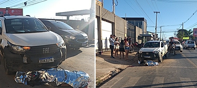 Jovem sem CNH morre aps colidir motocicleta contra carro em Cuiab