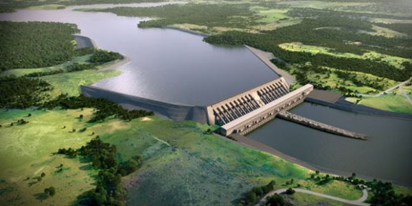 Ilustrao divulgada pela Norte Energia de como ficar a Casa de Fora principal da usina de Belo Monte quando a obra estiver pronta.