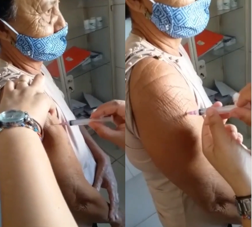 Famlia de idosa relata seringa vazia em vacina contra Covid-19 e aciona polcia;  veja vdeo