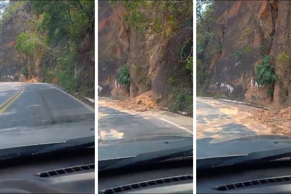 Motorista registra deslizamento de terra no 'Porto do Inferno': veja vdeo