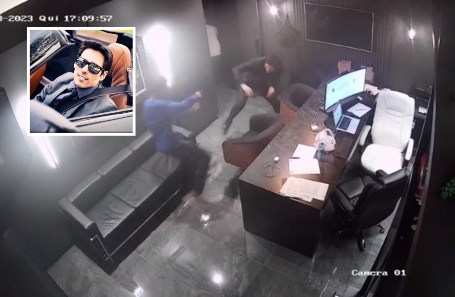 Vdeo mostra momento em que advogado  baleado por criminoso em escritrio