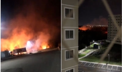 Incndio em vegetao no Bela Vista assusta moradores de condomnio e bombeiros so acionados