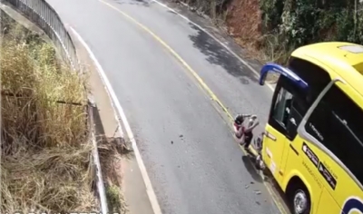 Motociclista fica ferido aps bater de frente com nibus no Porto do Inferno