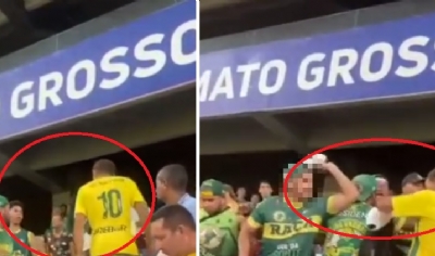 Vdeo mostra pancadaria na torcida do Cuiab durante derrota para o Gois na Arena Pantanal