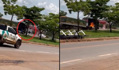 Homens ateiam fogo em caminho no centro de Sinop em plena luz do dia