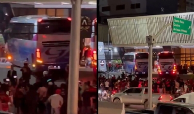 Time do Flamengo chega em Cuiab com recepo calorosa da torcida Rubro Negra; veja vdeo