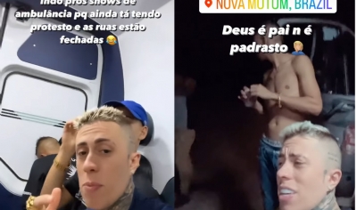 Mc Daniel passa por bloqueios nas rodovias de MT em uma ambulncia; veja vdeos