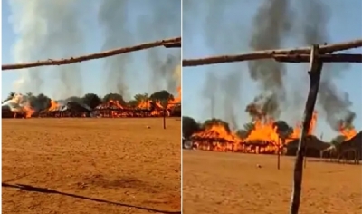 Casas de aldeia indgena so destrudas em incndio causado por suposta disputa de territrio