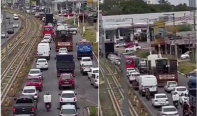 Vdeo mostra fila quilomtrica na Avenida da FEB em VG