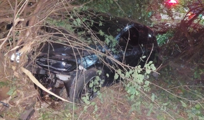 Motorista perde o controle, atravessa rotatria da Ponte Srgio Mota e cai com o carro na ribanceira 2